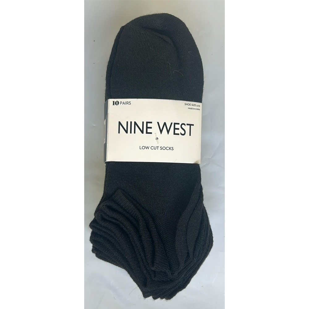 10 Pack Pairs Nine West Ankle Socks Women's Size 5-10 Pairs Black (LNW2455-10)